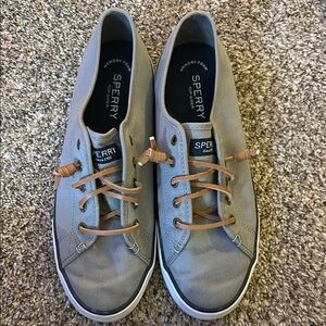 Sperry Gray Sneakers with Canvas Upper and White Rubber Sole